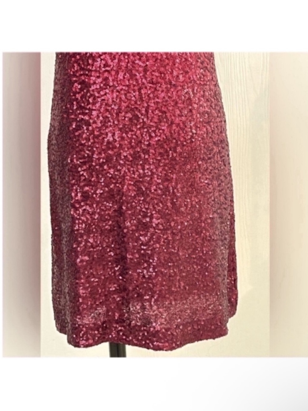 Betsy Johnson Women's Sequined Shift Dress - Burgundy Size 4 - Picture 7 of 9